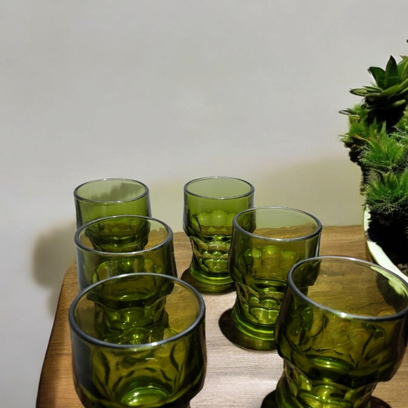 Vintage Viking glass green set of 6 - Picture 2 of 2